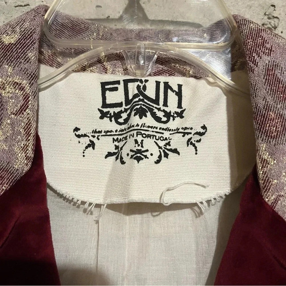 Edun Women's Floral Print Metallic Three Button Blazer 3/4 Sleeves Multicolor M - Picture 5 of 11